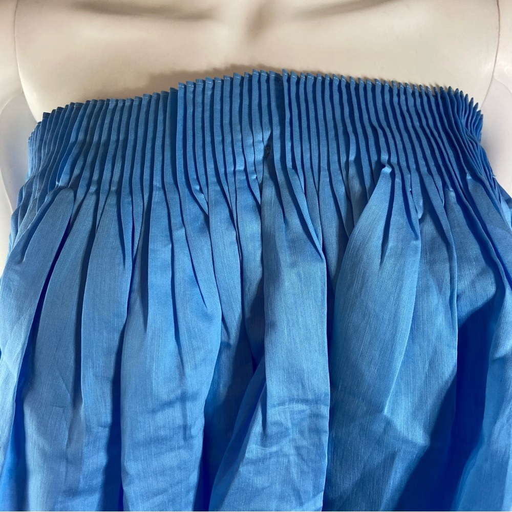 New nwt Hyacinth House Azure Blue Shirred Shirley Strapless Blouse Tube Top L - Picture 6 of 11